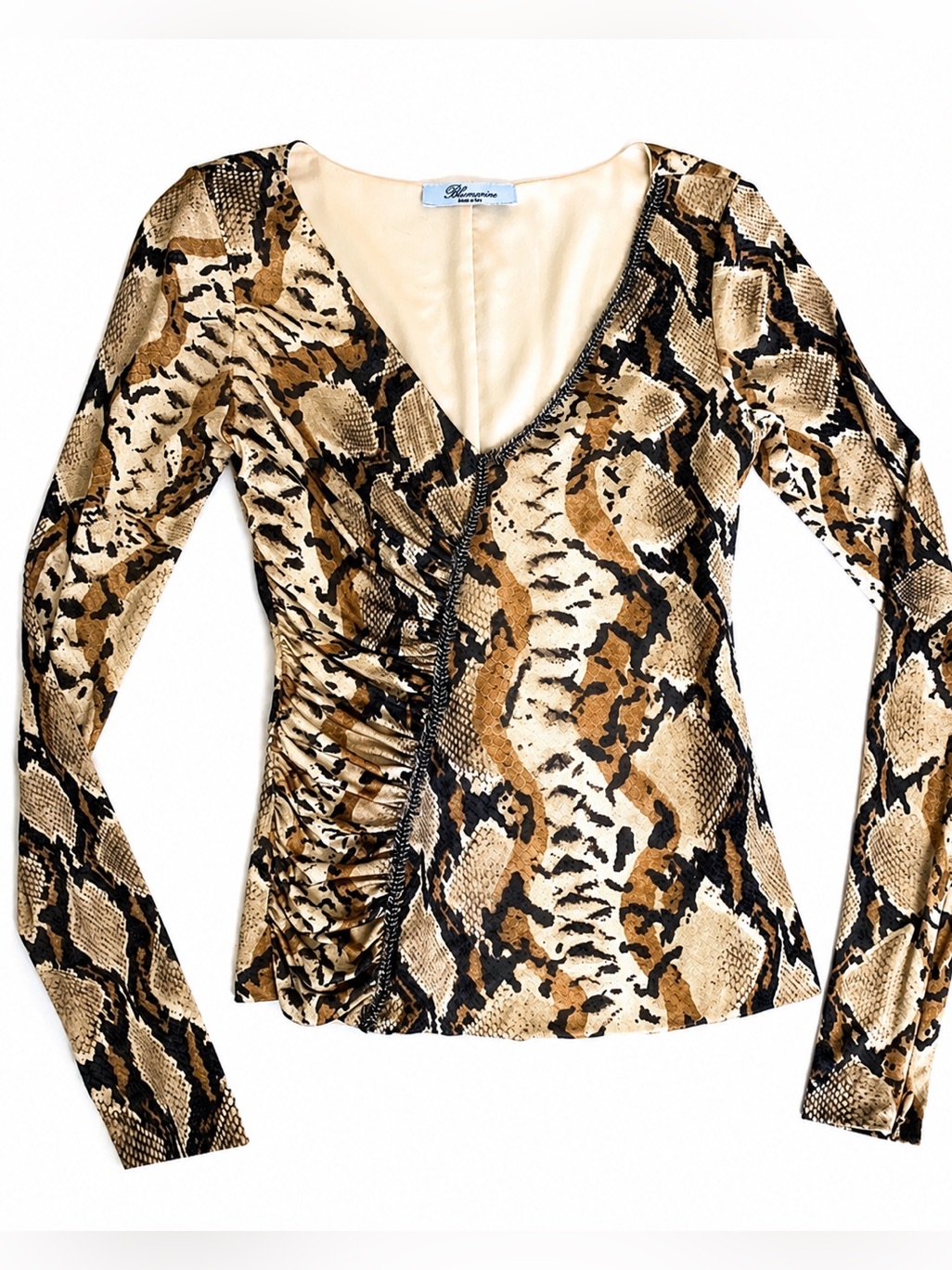 Blumarine Stunning Snakeskin Silk Embellished Top S